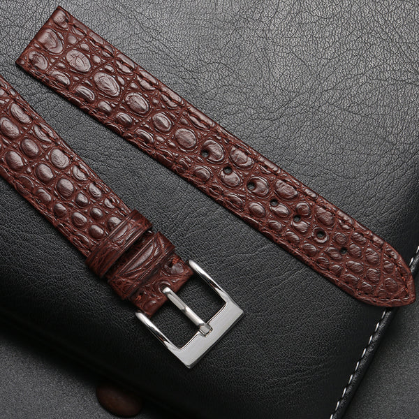 12-24MM Alligator Leather Watch Band Replacement Strap Stainless Steel Buckle